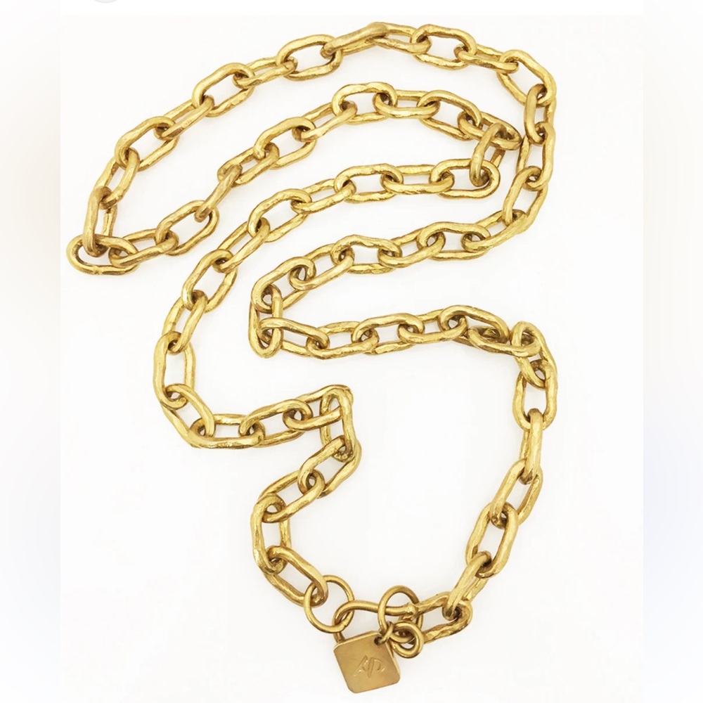 Ashley Pittman Bronze Hammered Necklace Chain Linked 36 inches